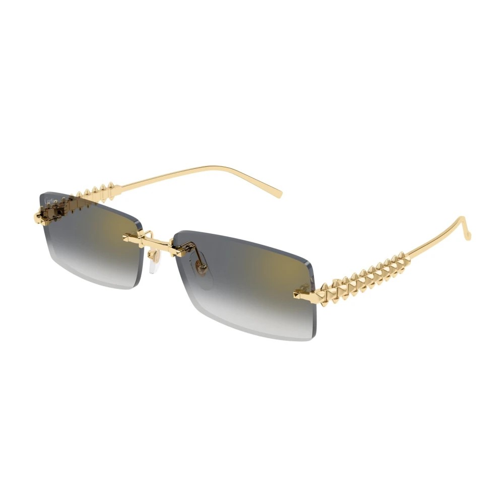 Cartier CT0604S-001 Gold Gold Grey Rectangular Sunglasses 57mm Sunglasses