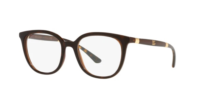 Dolce Gabbana 0DG5080-3185-52 Havana Transparent Brown Rectangle EYEGLASSES 0mm Eyeglasses