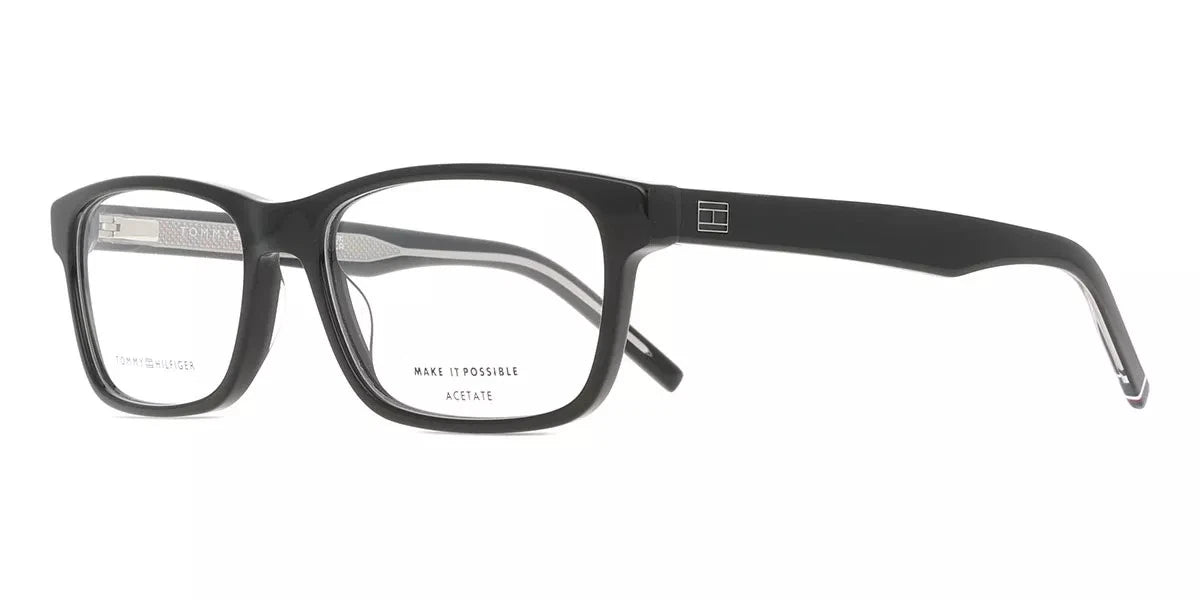 Tommy Hilfiger TH2076-807-55 Black Rectangle Eyeglasses 55mm Eyeglasses