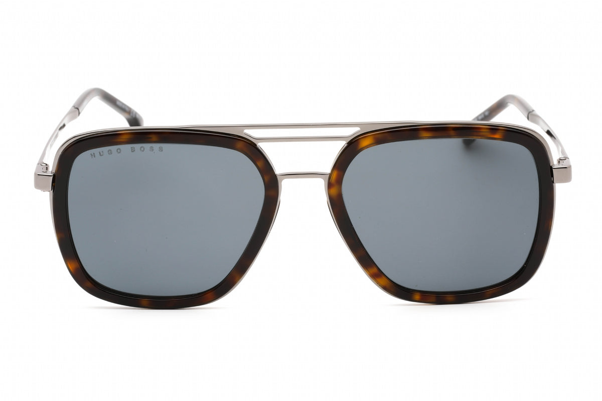 Hugo Boss BOSS 1235/S-04HU Havana Dark Ruthenium Rectangular Sunglasses 55mm