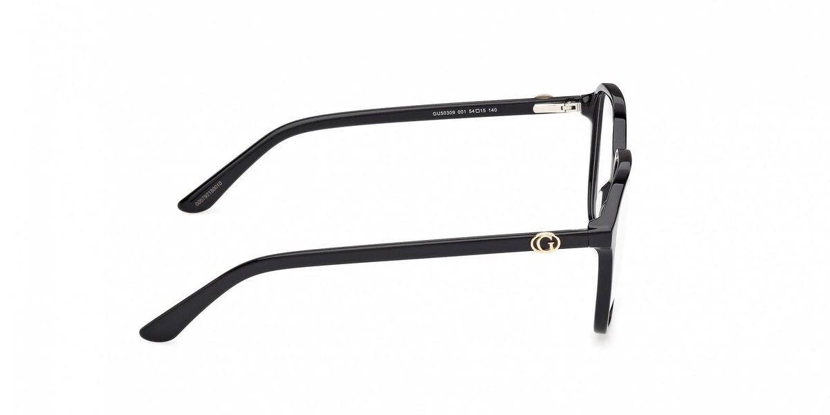 Guess GU50309-001-54 eyeglasses in shiny black frame with clear lenses