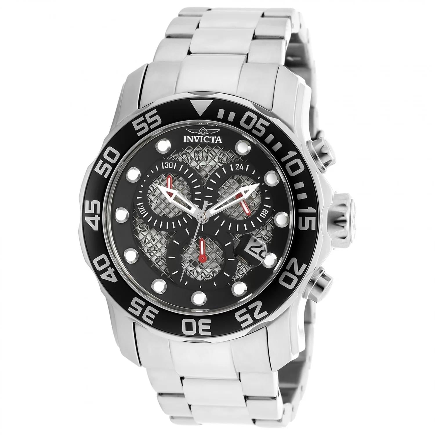 Invicta 19836 watch with black dial and stainless steel band