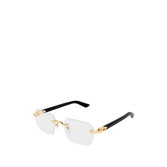 Cartier CT0623O-001 Gold Black Rectangular Eyeglasses 54mm Eyeglasses