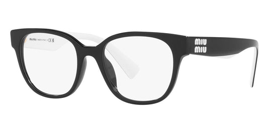 Miu Miu MU02VV-10G1O1-52 eyeglasses in black frame with clear lenses