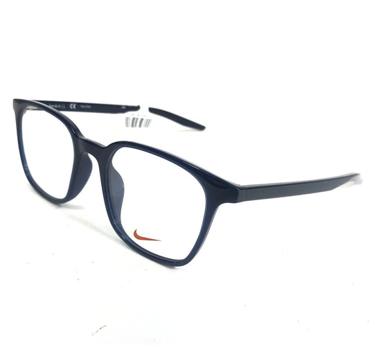 Nike 7124-420 eyeglasses in satin navy frame with clear lenses