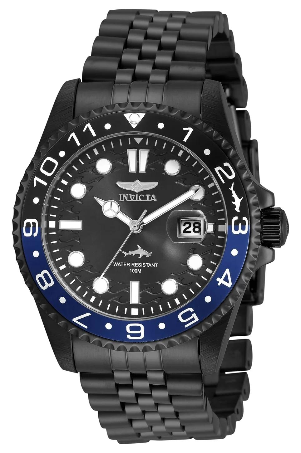 Invicta 30627 watch with black dial and stainless steel band