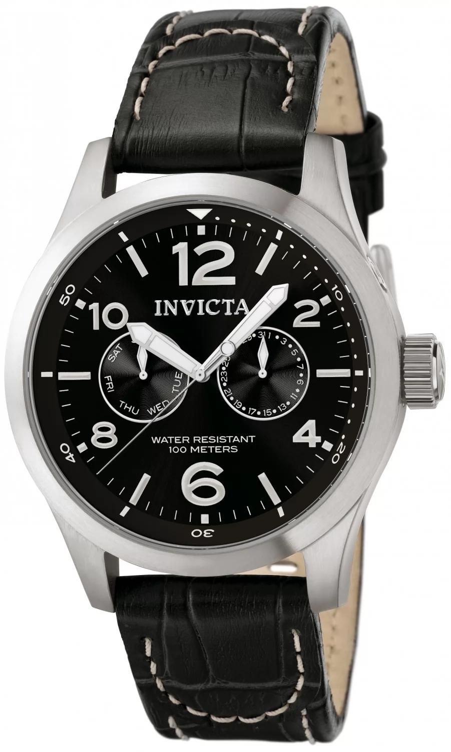 Invicta 0764 0764 Watch - Black Dial Calf Leather Band