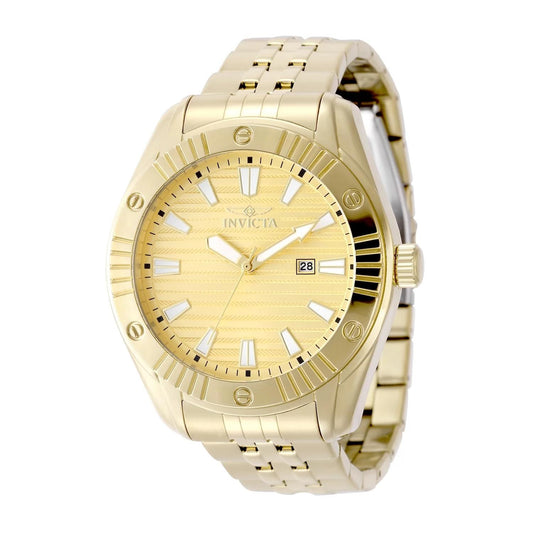 Invicta 50387 watch with gold dial and stainless steel band