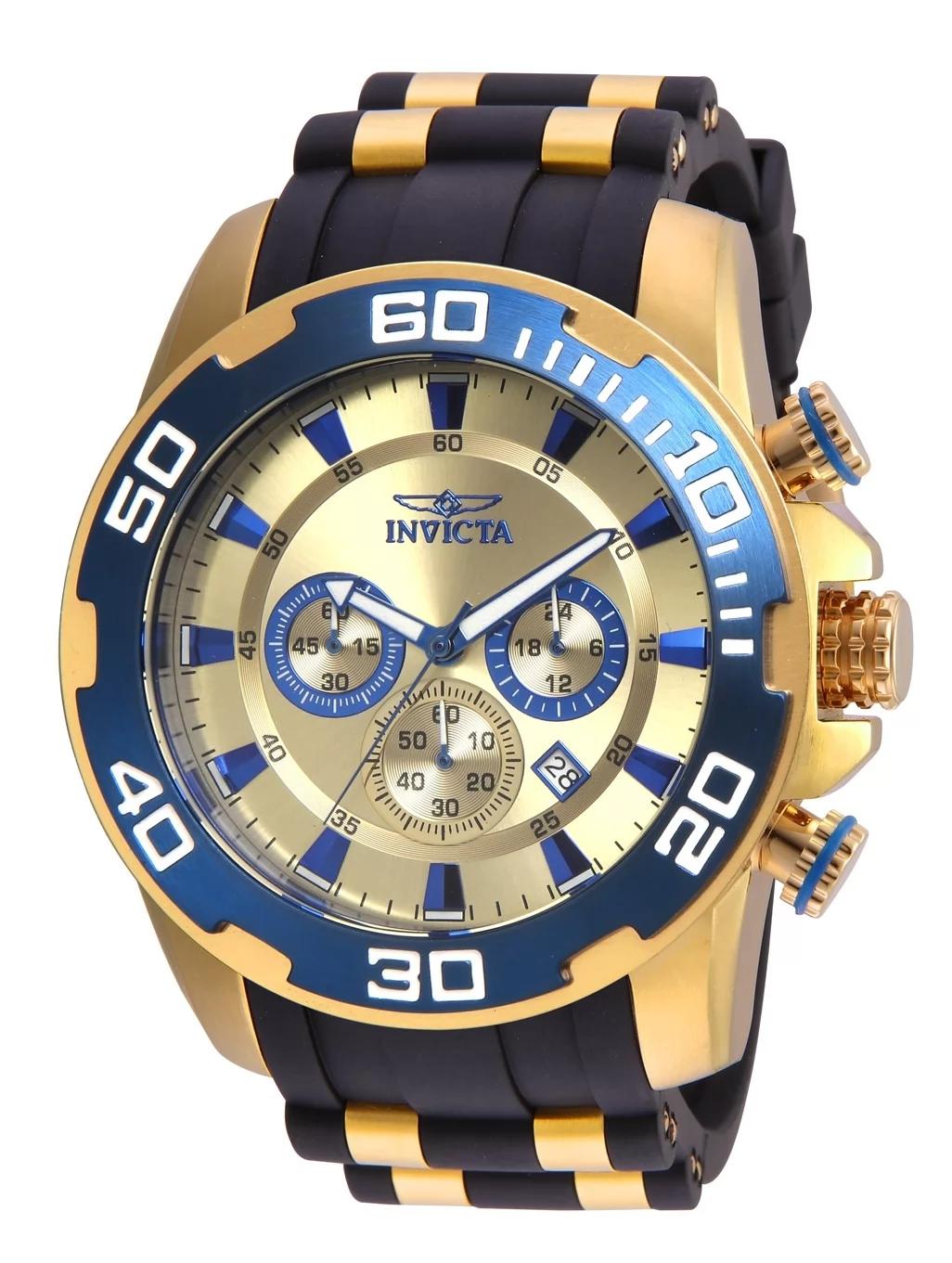 Invicta 22343 watch with gold dial and polyurethane/stainless steel band