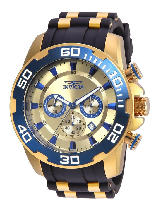 Invicta 22343 watch with gold dial and polyurethane/stainless steel band