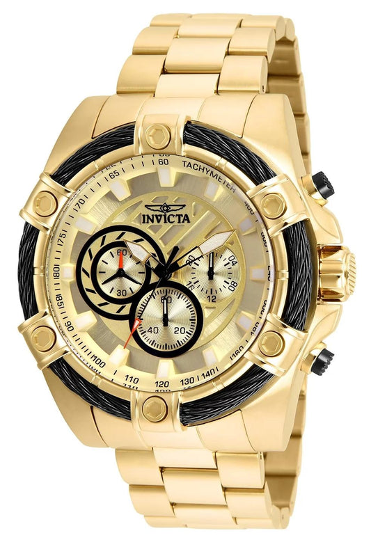 Invicta 25515 watch with gold dial and stainless steel band