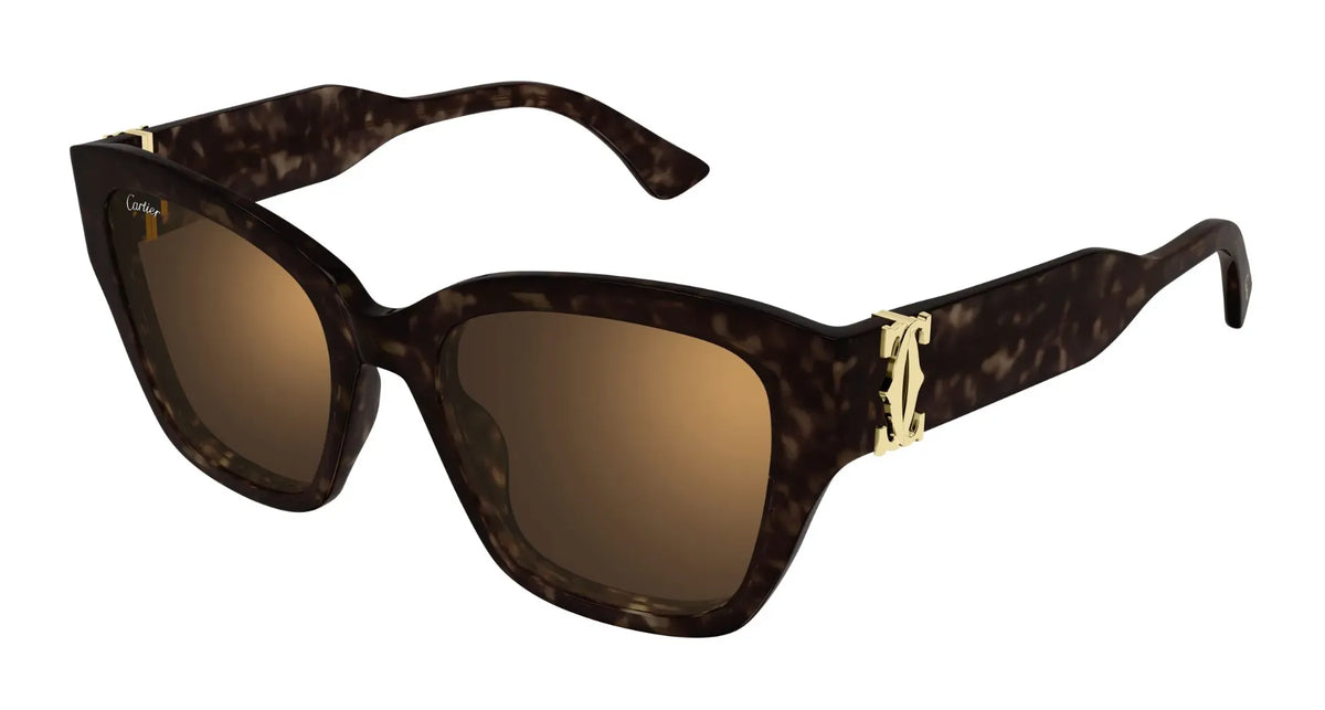 Cartier CT0666S-002 Havana Cat Eye Sunglasses 53mm Sunglasses