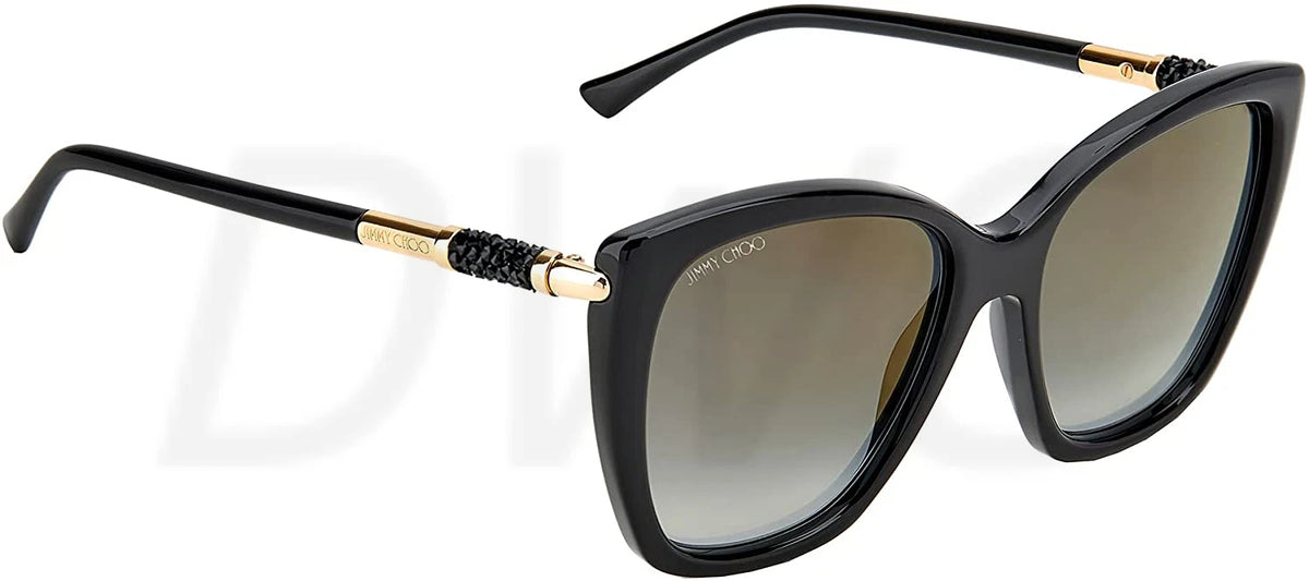 Jimmy Choo 0ROSE-S-807-55 Black/Gold Rectangle Sunglasses 55mm