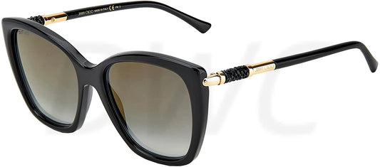 Jimmy Choo 0ROSE-S-807-55 Black/Gold Rectangle SUNGLASSES 55mm Sunglasses