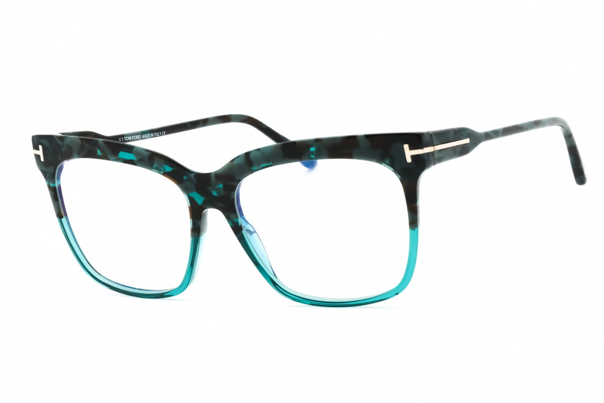 Tom Ford FT5768-B-056 Shiny Teal Rectangular Eyeglasses 54mm Eyeglasses
