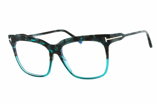 Tom Ford FT5768-B-056 Shiny Teal Rectangular Eyeglasses 54mm Eyeglasses