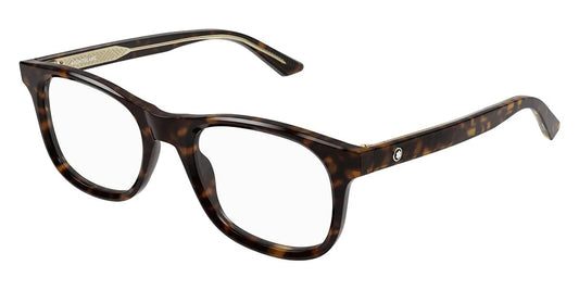 Mont Blanc MB0385o-007 eyeglasses in havana frame with clear lenses