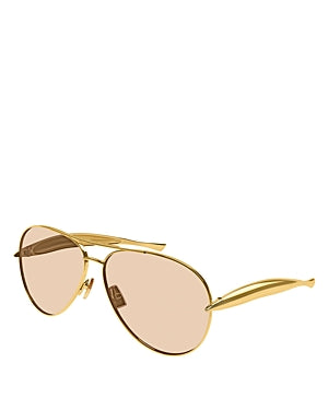 Bottega Veneta BV1305S-002-64 Gold Pilot  64mm Sunglasses