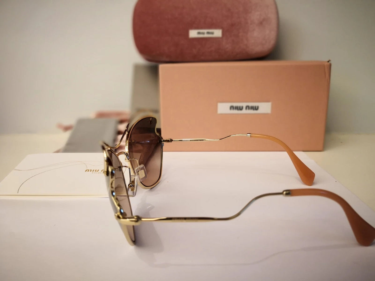 Miu Miu 0MU56RS-ZVN3D0-61 Pale Gold Full Rim SUNGLASSES 0mm Sunglasses