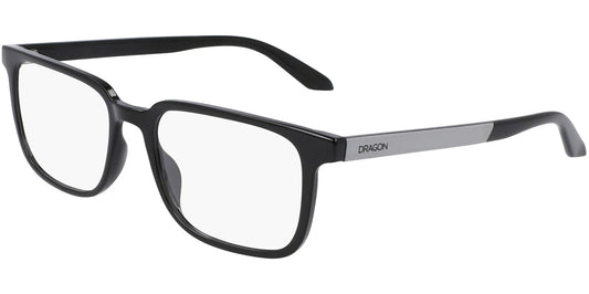 Dragon DR9005-001 eyeglasses in shiny black frame with clear lenses