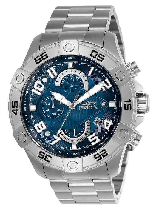 Invicta 26094 watch with blue dial and stainless steel band
