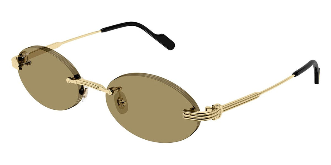 Cartier CT0615S-002 Gold Gold Brown Oval Sunglasses 53mm Sunglasses