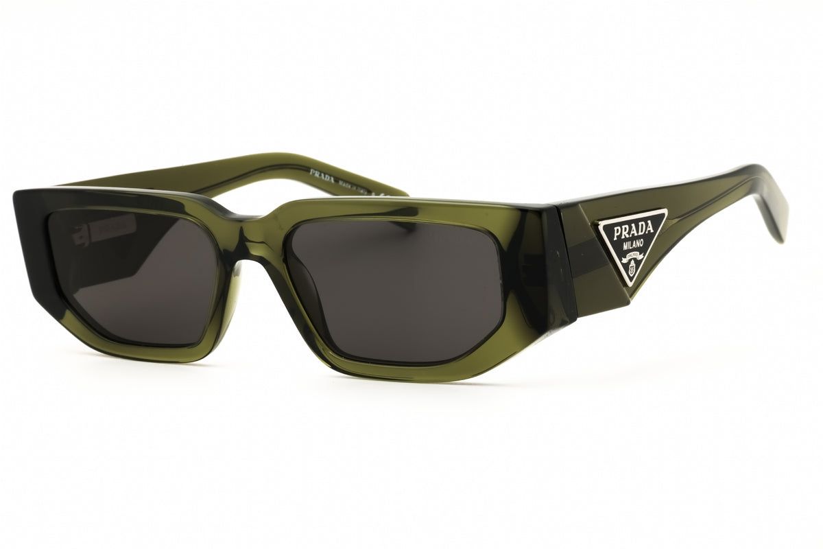 Prada 0PR 09ZS-25A40L Transparent Military Green Rectangular Sunglasses 54mm Sunglasses