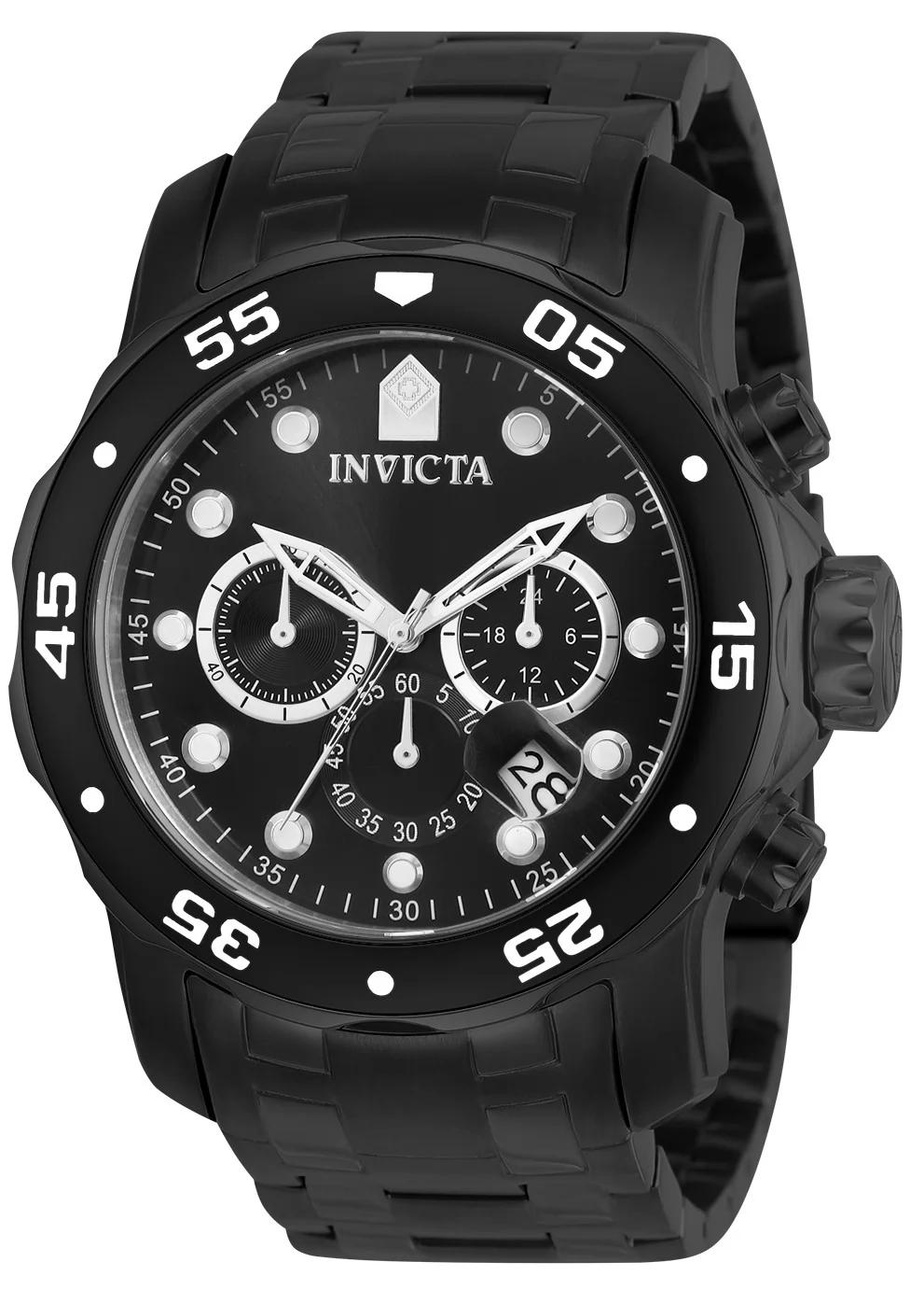 Invicta 0076 0076 Watch - Black Dial Stainless Steel Band