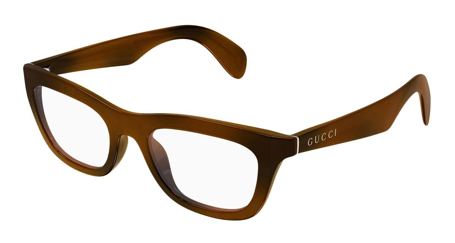 Gucci GG1932o-003 eyeglasses in havana frame with clear lenses