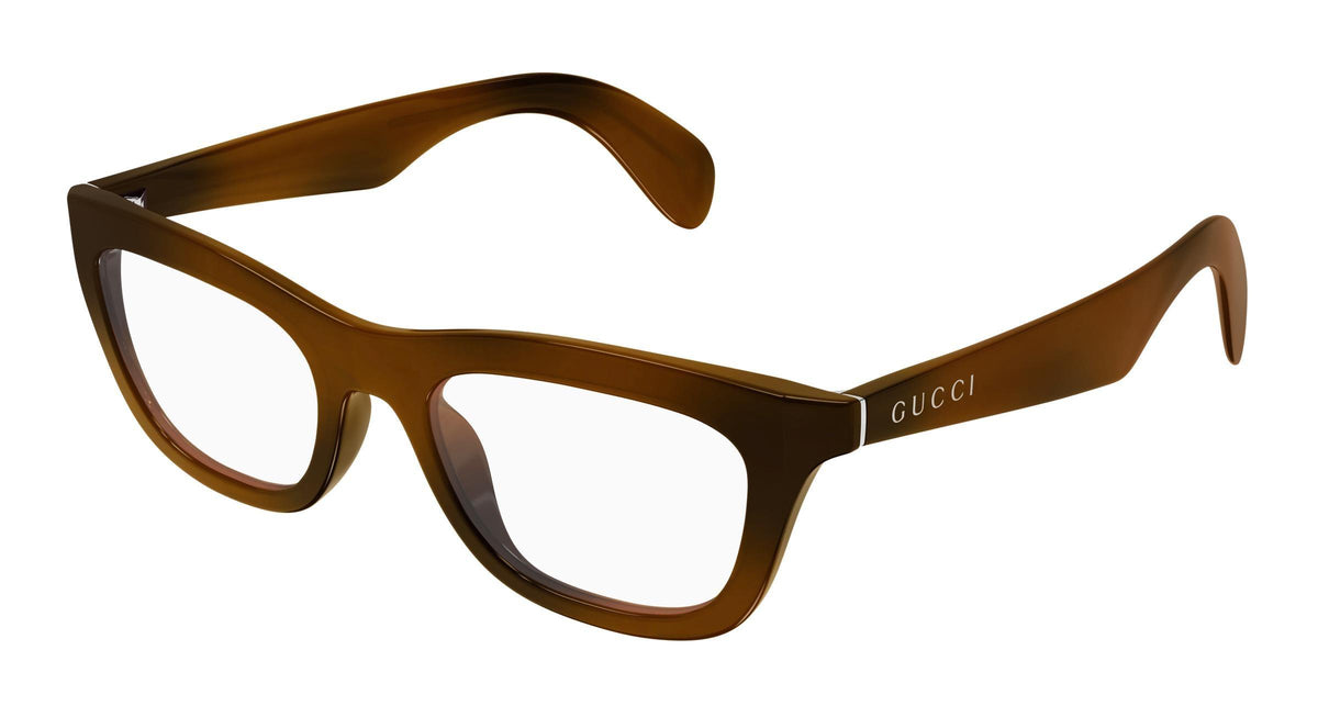 Gucci GG1932o-003 eyeglasses in havana frame with clear lenses