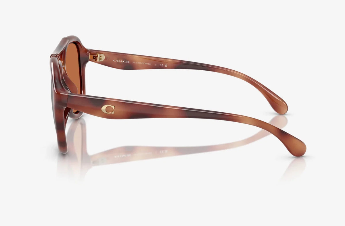 Coach 0HC8406U-577473-55 CARAMEL TORTOISE Round SUNGLASSES 0mm Sunglasses