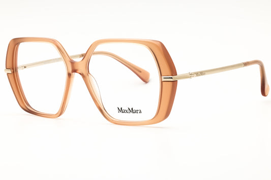 Max Mara MM5175-45 eyeglasses in shiny light brown frame with clear demo lenses