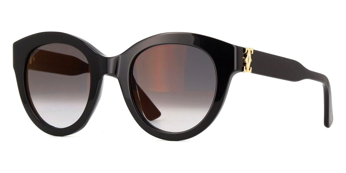 Cartier CT0436S-001 Black Black Grey Cat Eye Sunglasses 50mm Sunglasses