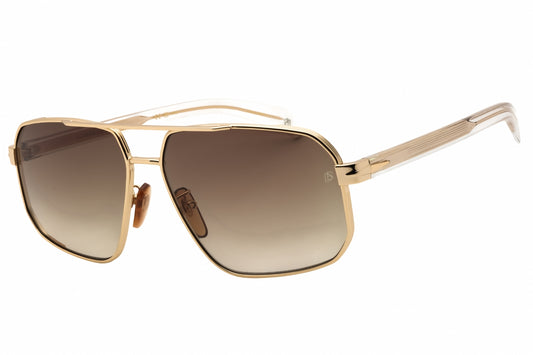David Beckham DB 7102/S-0LOJ HA GOLD CRYSTAL Rectangular Sunglasses 61mm Sunglasses