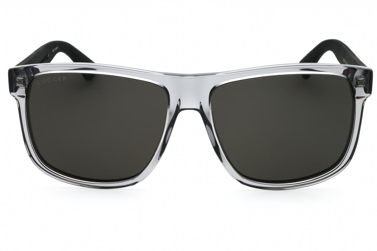 Gucci GG0010S-004 GREY-BLACK-SILVER Rectangular Sunglasses 58mm Sunglasses