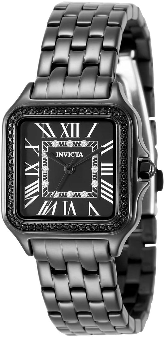 Invicta 50581 watch with black dial and stainless steel band