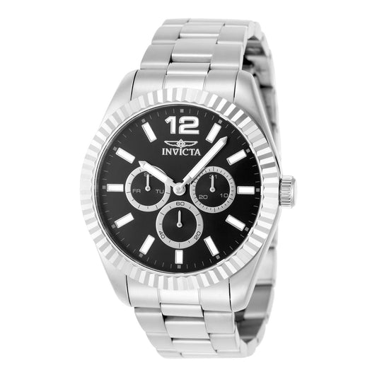 Invicta 49511 watch with black dial and stainless steel band