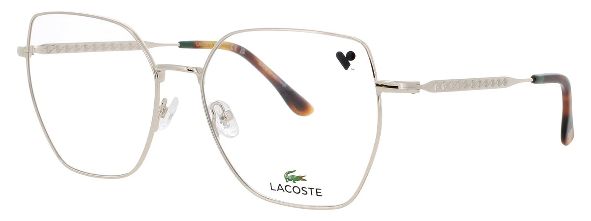 Lacoste L2309N 714 Gold Rectangle Eyeglasses 55mm Eyeglasses