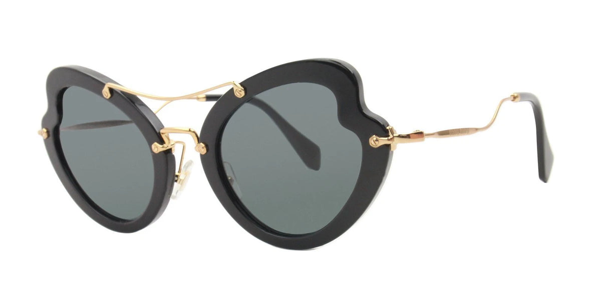 Miu Miu 0MU11RS-1AB1A1-52 Black Rectangular SUNGLASSES 0mm Sunglasses