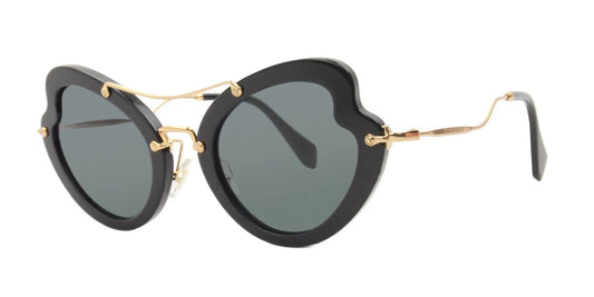 Miu Miu 0MU11RS-1AB1A1-52 Black Rectangular SUNGLASSES 0mm Sunglasses
