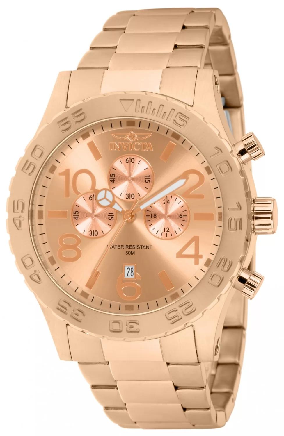 Invicta 1271 watch with rose gold dial and stainless steel band