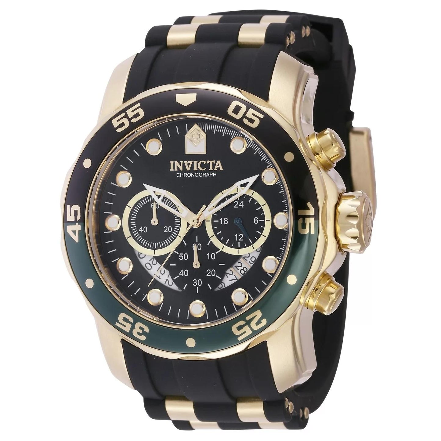 Invicta 44522 watch with black dial and polyurethane/stainless steel band