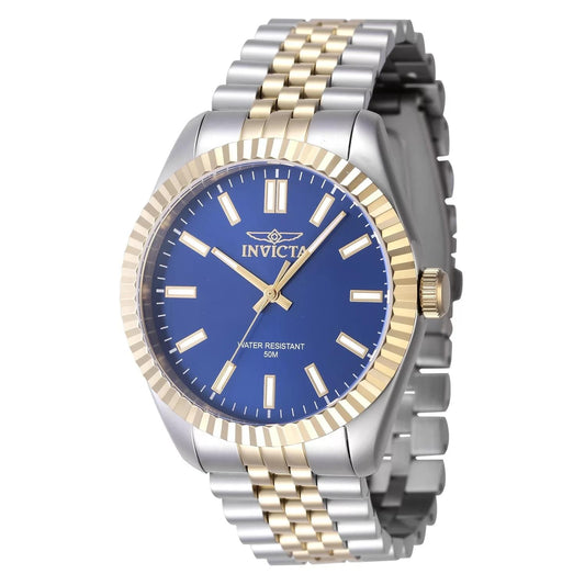 Invicta 47486 watch with blue dial and stainless steel band
