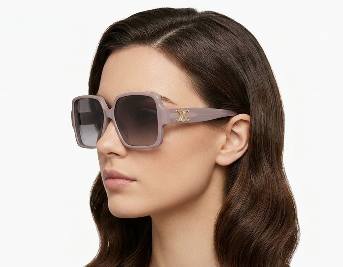 Celine CL40316U-6045F sunglasses in shiny light brown frame with gradient brown lenses