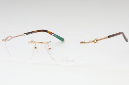 Charriol PC71027-C01 eyeglasses in shiny satin gold frame with clear lenses