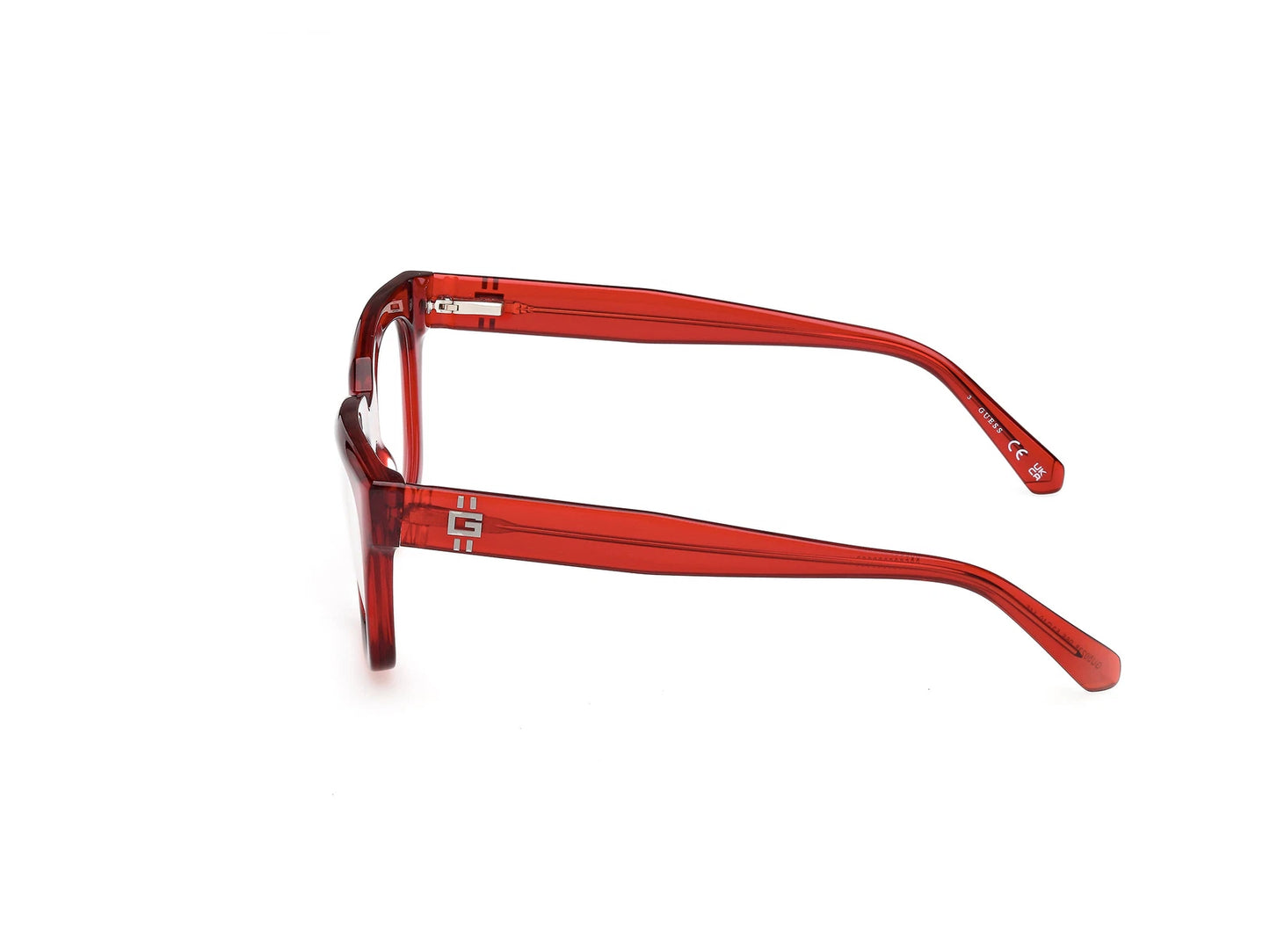 Guess GU50238-066-53 eyeglasses in shiny red frame with clear lenses