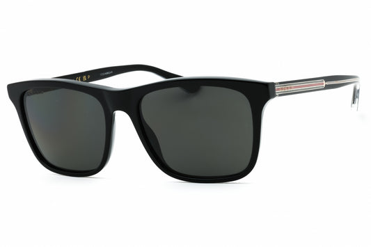 Gucci GG0381SN-007 BLACK-BLACK-GREY Rectangular Sunglasses 57mm Sunglasses