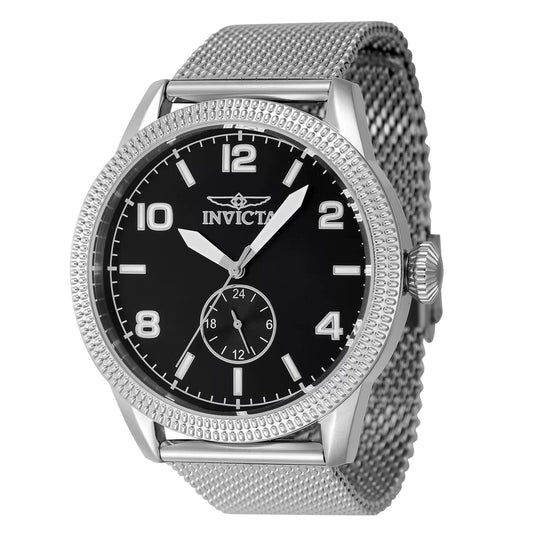 Invicta 47134 watch with black dial and stainless steel band