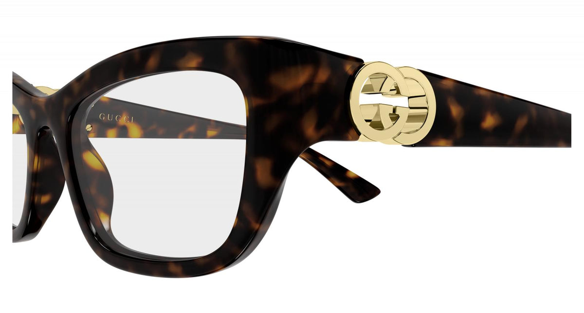 Gucci GG2125o-002 eyeglasses in havana frame with clear lenses