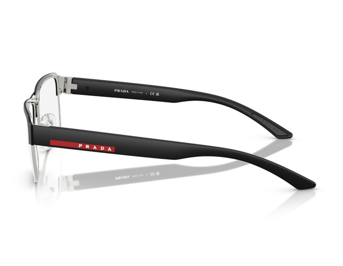 Prada PS51RV-1BO1O1-54 eyeglasses in black frame with clear lenses